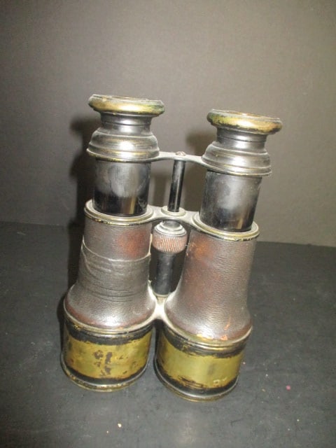 Pair of Antique Lamier Paris Leather Wrapped Brass Binoculars (1 of 3)