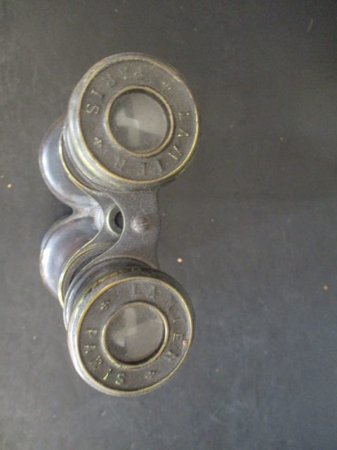 Pair of Antique Lamier Paris Leather Wrapped Brass Binoculars - 2