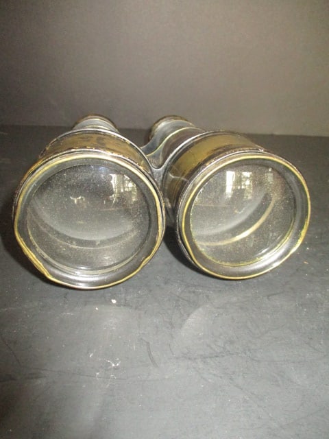 Pair of Antique Lamier Paris Leather Wrapped Brass Binoculars - 3