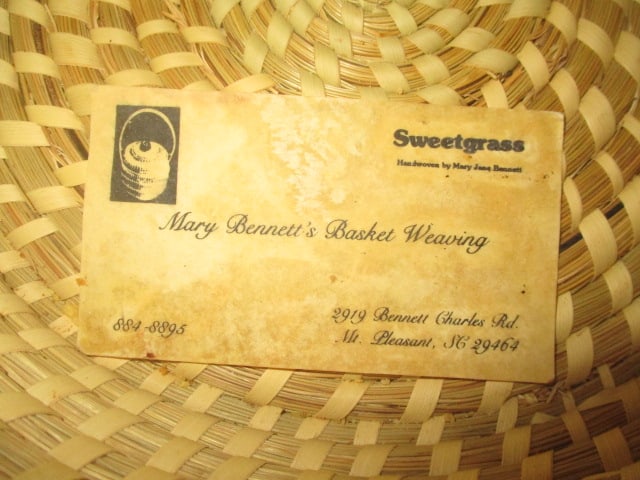 Vintage Gullah Sweet Grass Round Lidded Basket - 4