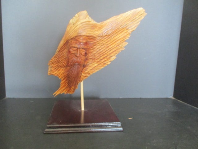 L. Holloway Signed and Numbered Mountain Man Wind Spirit on Stand: 11"h 