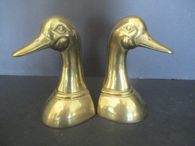 Pair of Brass Duck Head Bookends (1 of 3)