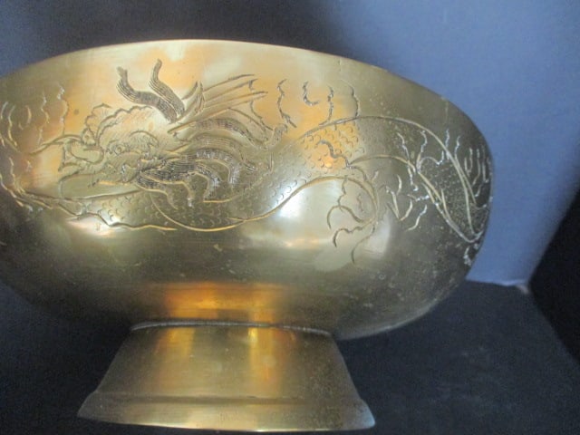 Two Brass Relief Design Bowls - 8