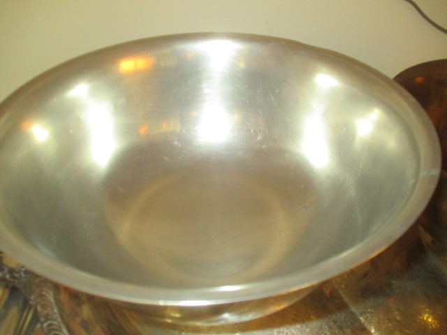 Silverplate Serving Tray, Aluminum Serving Tray, Brass and Pewter Revere Bowls - 3