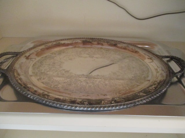 Silverplate Serving Tray, Aluminum Serving Tray, Brass and Pewter Revere Bowls - 6