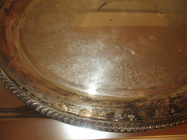 Silverplate Serving Tray, Aluminum Serving Tray, Brass and Pewter Revere Bowls - 7