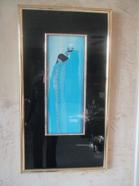 Framed South Western Native American Couple Print: 21" x 38", Local Pickup Only 