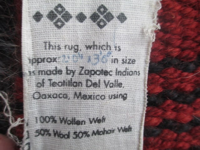 Hand Woven Oaxaco, Mexico Wool and Mohair Weft Area Rug - 6