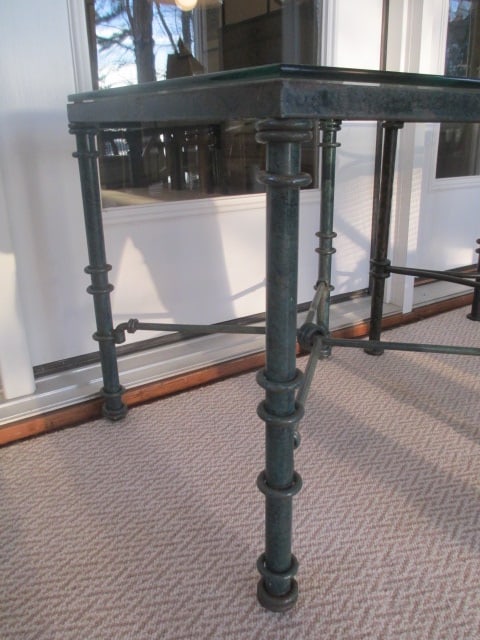 Two Wrought Iron Glass Top End Tables - 4