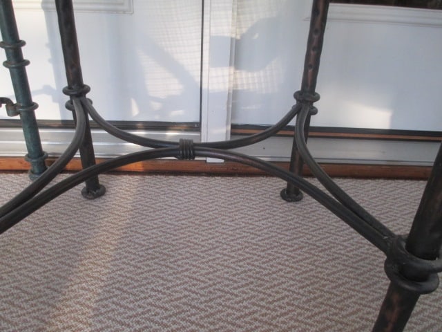 Two Wrought Iron Glass Top End Tables - 9