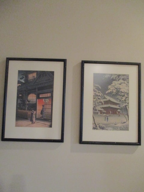 Two Signed Framed and Matted Japanese Street Scene Screen Prints: 15 1/2" x 20 3/4" 
