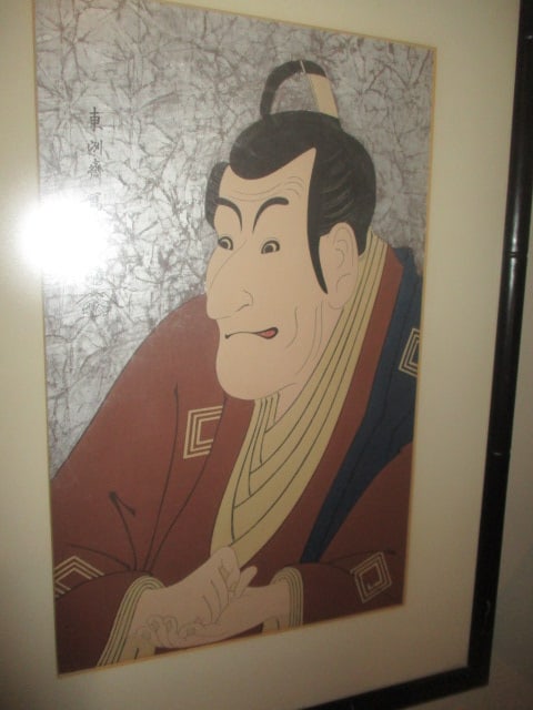 Signed Framed and Matted Japanese Couple Screen Prints - 2