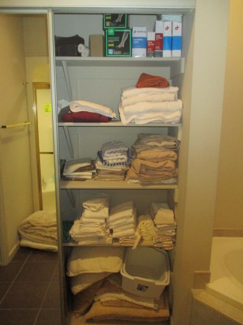 Contents of Master Bath Linen Closet-Towels, Bath Mats, Wash Tubs, Sheets, (1 of 12)