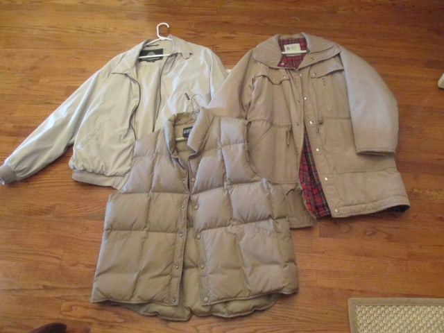 Lands End Goose Down Vest, London Fog Flannel Lined Coat and Weatherproof Windbreaker Jacket (1 of 12)