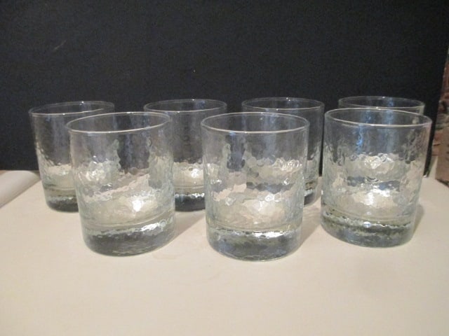 Seven Textured High Ball Old Fashions: 4"h 