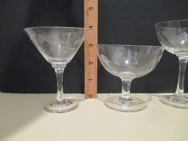Japanese Wheat Etched Crystal Glassware - 5