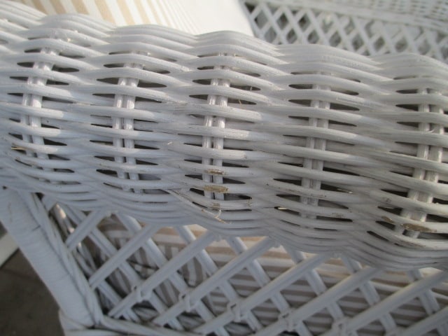 Pair of Painted White Wicker Rockers with Removable Seat/Back Cushions - 12
