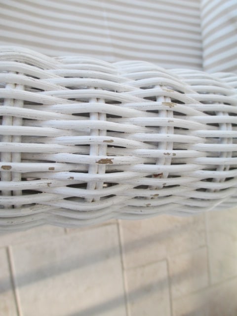 Pair of Painted White Wicker Rockers with Removable Seat/Back Cushions - 13