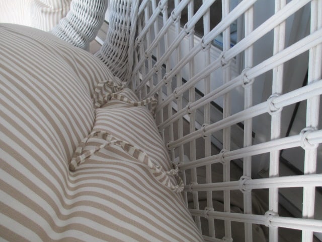 Pair of Painted White Wicker Rockers with Removable Seat/Back Cushions - 7