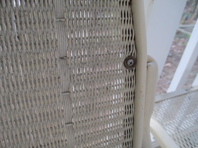 Pair of High Back Metal Frame Painted Cream Woven Bouncy Chair - 10