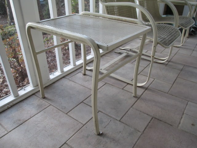 Pair of High Back Metal Frame Painted Cream Woven Bouncy Chair - 13