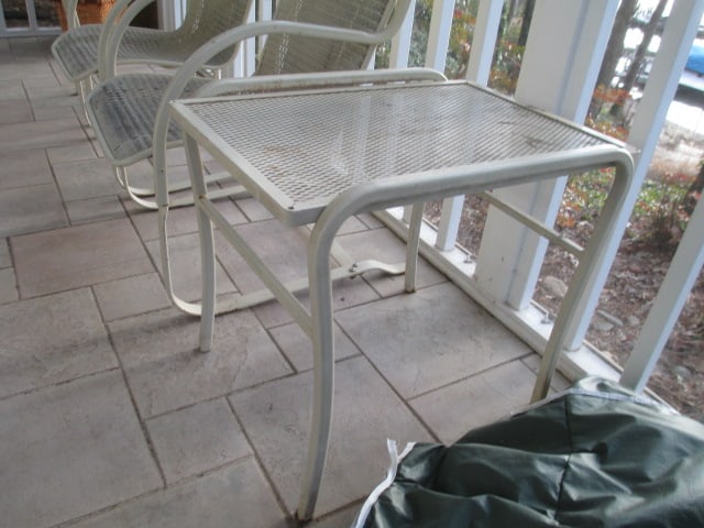 Pair of High Back Metal Frame Painted Cream Woven Bouncy Chair - 17