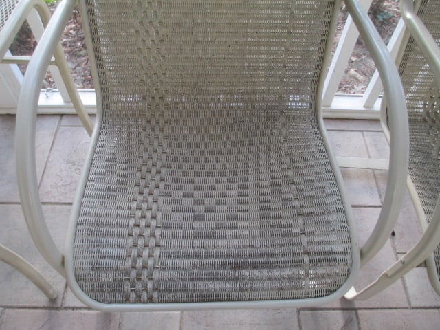 Pair of High Back Metal Frame Painted Cream Woven Bouncy Chair - 3