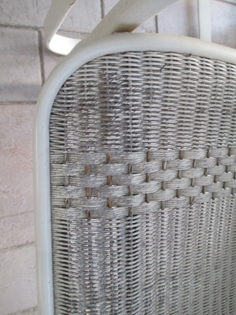 Pair of High Back Metal Frame Painted Cream Woven Bouncy Chair - 9