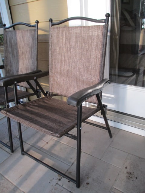 Pair of Bronzed Folding Metal Patio Chairs - 2