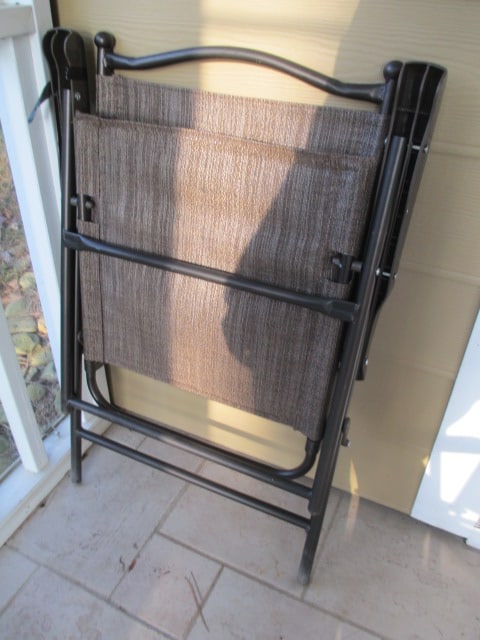 Pair of Bronzed Folding Metal Patio Chairs - 4