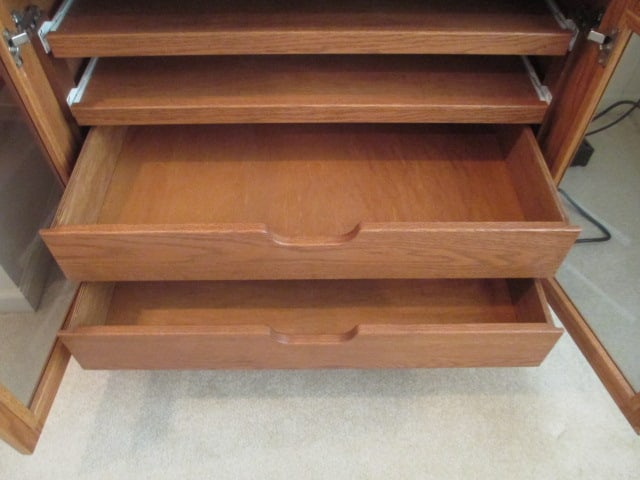 Retro Oak Glass Door Console Cabinet - 6