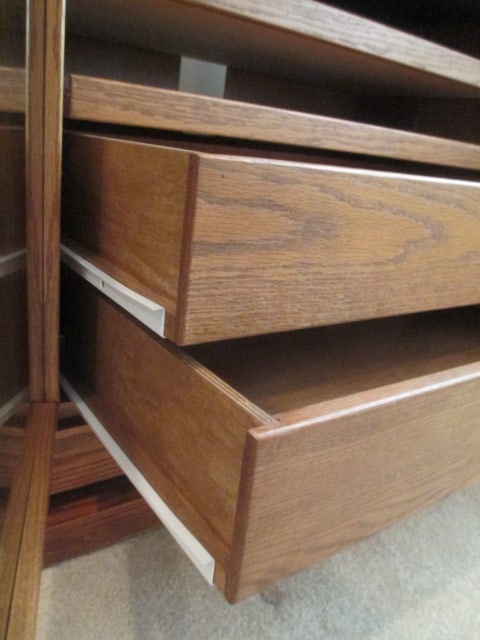 Retro Oak Glass Door Console Cabinet - 7