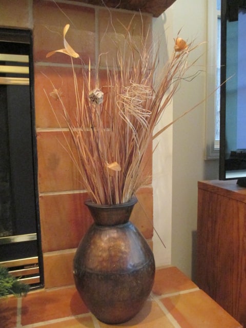 Hammered Bronzed Vessel with Dried Arrangement (1 of 5)