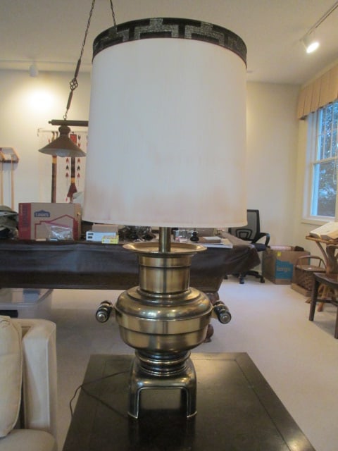 Stiffel Antique Brass Wood Handled Urn Table Lamp (1 of 8)