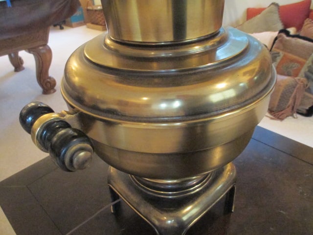 Stiffel Antique Brass Wood Handled Urn Table Lamp - 4