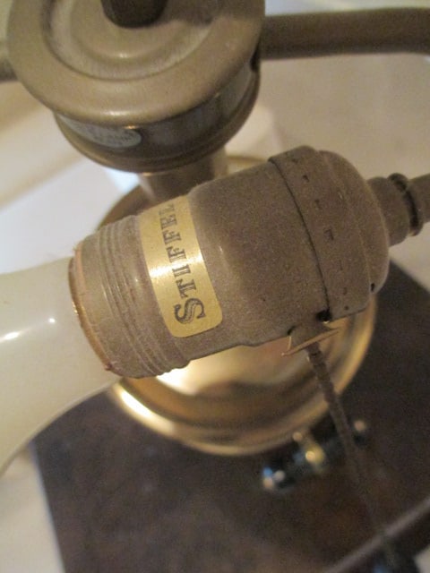 Stiffel Antique Brass Wood Handled Urn Table Lamp - 8