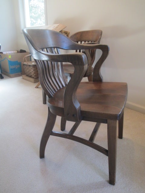 Pair of Solid Wood Library Arm Chairs with Bent Wood Spindle Backs - 4