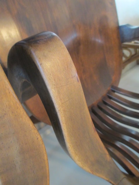 Pair of Solid Wood Library Arm Chairs with Bent Wood Spindle Backs - 8