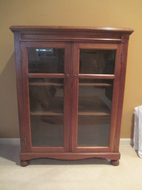 Vintage Gunn Furniture Walnut Glass Door Bookcase (1 of 12)