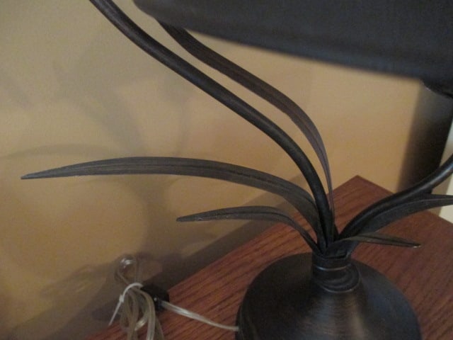 Bronzed Reed Shoot Design Candle Stick Table Lamp with Mica Shade - 6