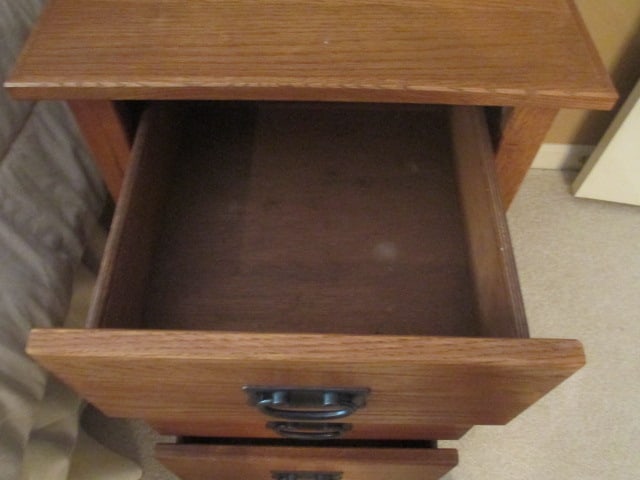 Oak 3 Drawer Nightstand with Wrought Iron Pulls - 5