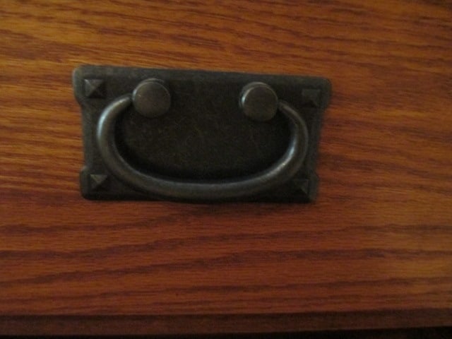 Oak 3 Drawer Nightstand with Wrought Iron Pulls - 6