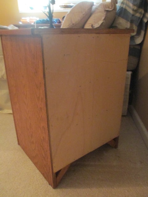 Oak 3 Drawer Nightstand with Wrought Iron Pulls - 7