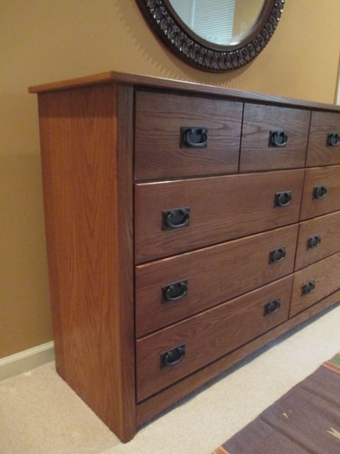 Oak Double Dresser with Wrought Iron Pulls - 4