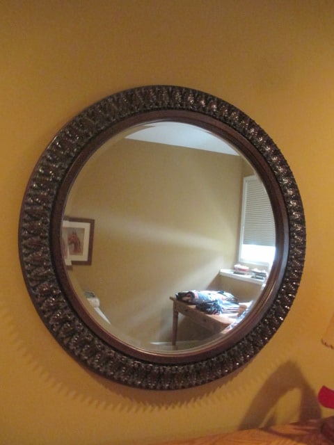 Bronzed Round Molded Frame Beveled Mirror (1 of 3)