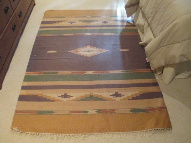 Southwestern Design Hand Loomed Cotton Woven Area Rug: 49" x 71", Local Pickup Only 
