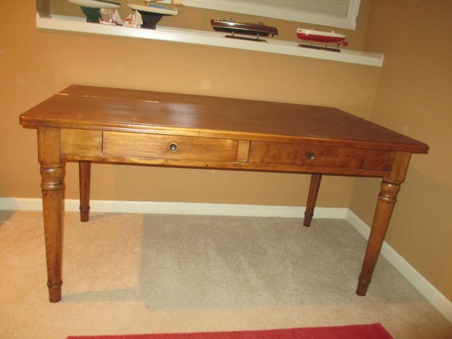 Antique Mahogany Standard Furniture Co. Kitchen Table with Drawers (1 of 12)