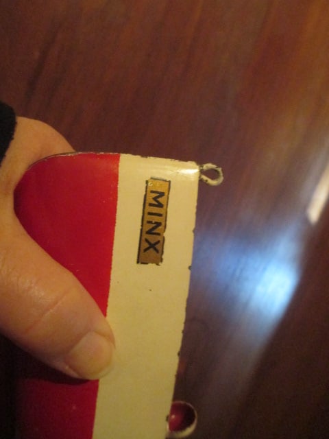 Vintage Sutcliffe Pressed Steel Wind-Up "Minx" Boat with Wood Display Stand - 4