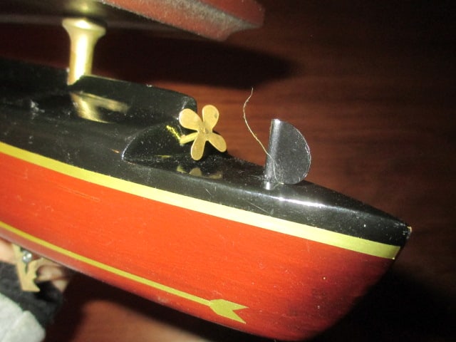 Wood Scale Model Chris-Craft Triple Cockpit Runabout Speed Boat on Wood Stand - 8