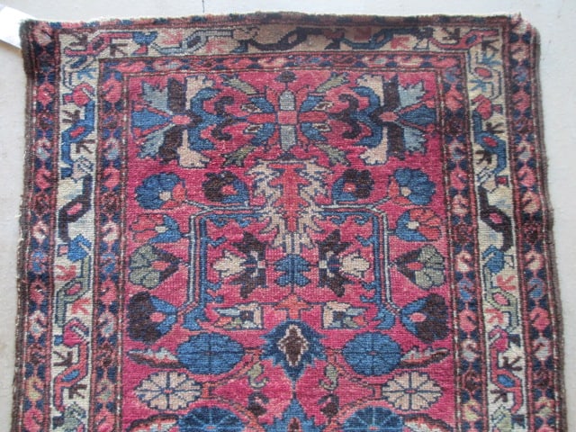 Vintage Burgundy and Navy Persian Hand Woven Rug - 2